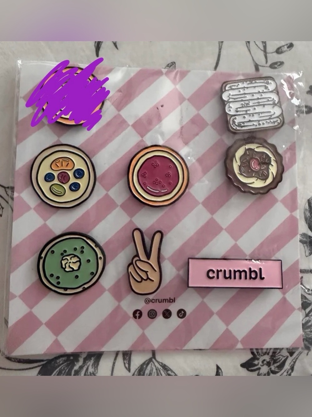 Crumbl cookie enamel pin set
